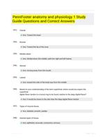 PennFoster anatomy and physiology 1 Study Guide Questions and Correct Answers