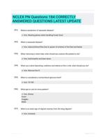 NCLEX PN Questions 184 CORRECTLY ANSWERED QUESTIONS LATEST UPDATE