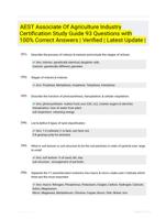 AEST Associate Of Agriculture Industry Certification Study Guide 93 Questions with 100% Correct Answers | Verified | Latest Update |