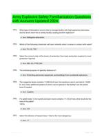 Army Explosive Safety Familiarization Questions with Answers Updated 2024.