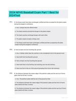 2024 NFHS Baseball Exam Part 1 Questions and Answers 100% correct 2024