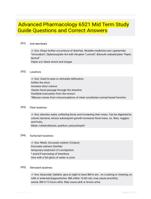 Advanced Pharmacology 6521 Mid Term Study Guide Questions and Correct Answers