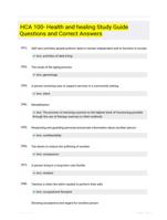 HCA 100- Health and healing Study Guide Questions and Correct Answers