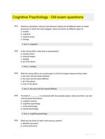 Cognitive Psychology - Old exam questions