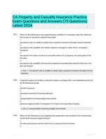 CA Property and Casualty Insurance Practice Exam Questions and Answers (75 Questions) Latest 2024