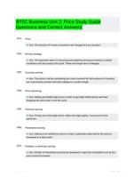 BTEC Business Unit 2: Price Study Guide Questions and Correct Answers