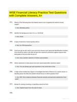 W!SE Financial Literacy Practice Test Questions with Complete Answers, A+