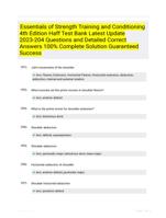 Essentials of Strength Training and Conditioning 4th Edition Haff Test Bank Latest Update 2023-204 Questions and Detailed Correct Answers 100% Complete Solution Guaranteed Success