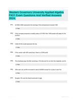 Western Governors University Applied Algebra FXO1 Exam Questions And Verified Answers 2024.