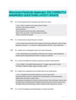 Wisconsin Pesticide Applicator 220 CORRECTLY ANSWERED QUESTIONS LATEST UPDATE