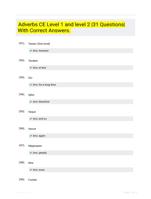 Adverbs CE Level 1 and level 2 Study Guide Questions and Correct Answers