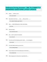 Defensive Driving Answers - NM 78 CORRECTLY ANSWERED QUESTIONS LATEST UPDATE