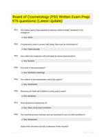 Board of Cosmetology (PSI) Written Exam Prep| 976 questions| (Latest Update)