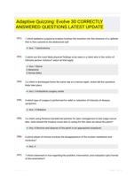 Adaptive Quizzing: Evolve 30 CORRECTLY ANSWERED QUESTIONS LATEST UPDATE