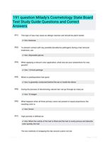 191 question Milady's Cosmetology State Board Test Study Guide Questions and Correct Answers