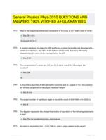 General Physics Phys-2010 QUESTIONS AND ANSWERS 100% VERIFIED A+ GUARANTEED