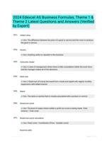 2024 Edexcel AS Business Formulas, Theme 1 & Theme 2 Latest Questions and Answers (Verified by Expert)