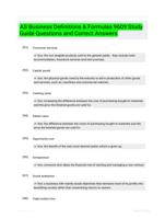 AS Business Definitions & Formulas 9609 Study Guide Questions and Correct Answers