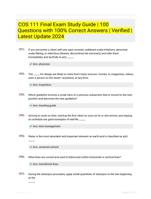 COS 111 Final Exam Study Guide | 100 Questions with 100% Correct Answers | Verified | Latest Update 2024