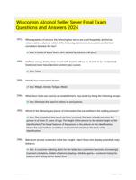 Wisconsin Alcohol Seller Sever Final Exam Questions and Answers 2024