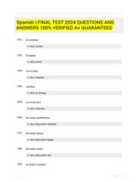 Spanish I FINAL TEST 2024 QUESTIONS AND ANSWERS 100% VERIFIED A+ GUARANTEED