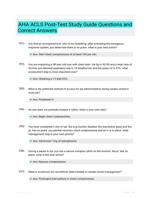 AHA ACLS Post-Test Study Guide Questions and Correct Answers