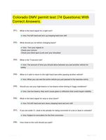 Colorado DMV permit test |74 Questions| With Correct Answers.