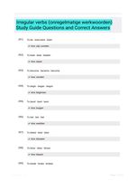 Irregular verbs (onregelmatige werkwoorden) Study Guide Questions and Correct Answers