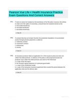 Pearson Vue Life + Health Insurance Practice Exam Questions And Correct Answers