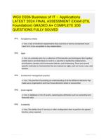 WGU D336 Business of IT  Applications LATEST 2024 FINAL ASSESSMENT EXAM (ITIL Foundation) GRADED A+ COMPLETE 200 QUESTIONS FULLY SOLVED