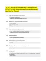 2024 Certified Breastfeeding Counselor CBC  (GOLD RATED )Latest Questions and Answers (Verified by Expert)