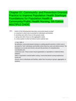 Chapter 01: Community- and Prevention-Oriented Practice to Improve Population Health Stanhope: Foundations for Population Health in Community/Public Health Nursing, 5th Edition MULTIPLE CHOIC