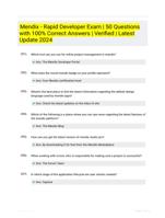 Mendix - Rapid Developer Exam | 50 Questions with 100% Correct Answers | Verified | Latest Update 2024