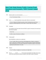 New York State Notary Public License Exam Questions and Answers, 100% Correct Latest 2024