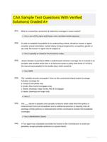 CAA Sample Test Questions With Verified Solutions|  Graded A+