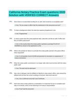 California Notary Practice Exam questions 2020 Solution with VERIFIED CORRECT Answers