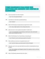 CYBER AWARENESS CHALLENGE 2024 QUESTIONS AND ANSWERS 100% VERIFIED A+ GUARANTEED