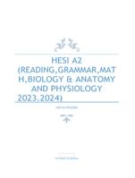 HESI A2 (READING, GRAMMAR, MATH, BIOLOGY & ANATOMY AND PHYSIOLOGY 2023.2024) HESI A2 READING