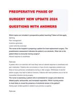 PREOPERATIVE PHASE OF SURGERY NEW UPDATE 2024 QUESTIONS WITH ANSWERS