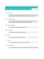 (2023-2024) 7th Grade Final Exam Study Guide STUDY GUIDE REVIEW 2024 UPDATES