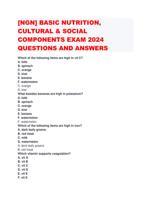 [NGN] BASIC NUTRITION, CULTURAL & SOCIAL COMPONENTS EXAM 2024 QUESTIONS AND ANSWERS