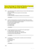 Davis Advantage for Maternal-Newborn Success Full Test Bank Study Guide Graded A+