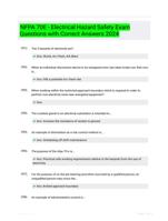 NFPA 70E - Electrical Hazard Safety Exam Questions with Correct Answers 2024