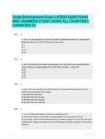 Code Enforcement Exam LATEST  QUESTIONS AND ANSWERS STUDY GUIDE ALL  CHAPTER1-CHPAPTER 23