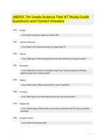 ABEKA 7th Grade Science Test #7 Study Guide Questions and Correct Answers