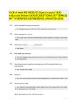 OCR A level PE H555/03 Sport in post 1850 industrial Britain QUESTIONS AND ANSWERS 100% VERIFIED A+ GUARANTEED