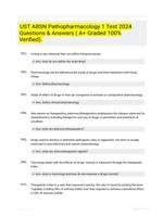 UST ABSN Pathopharmacology 1 Test 2024 Questions & Answers ( A+ Graded 100% Verified).