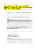 Lewis's Chapter 65: Critical Care Test Bank EXAM QUESTIONS (40 TERMS) WITH VERIFIED DEFINITIONS UPDATED 2024