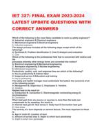 IET 327: FINAL EXAM 2023-2024 LATEST UPDATE QUESTIONS WITH CORRECT ANSWERS