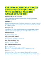 CERTIFIED COMPUTER SCIENCE STATE TEST 500+ QUESTIONS WITH VERIFIED ANSWERS LATEST UPDATE 2024